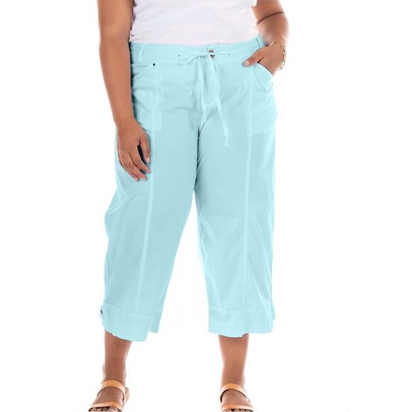 Fresh Produce Cotton Blend Safari Capris In Swimming Pool Size L - Picture 1 of 8